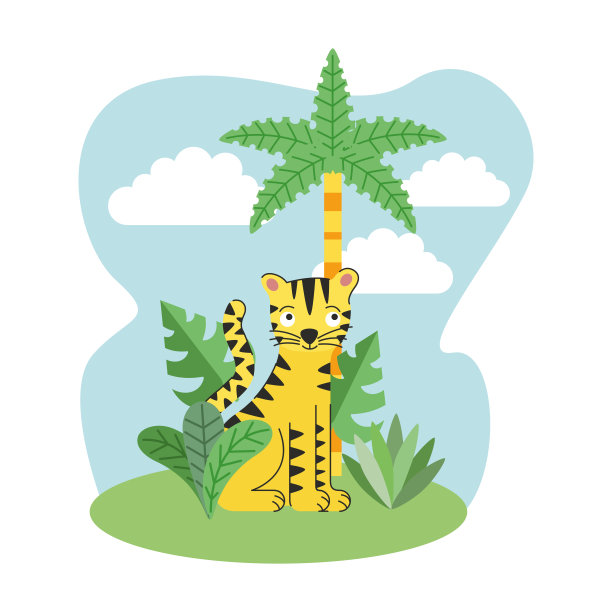 老虎卡通。向量图片下载