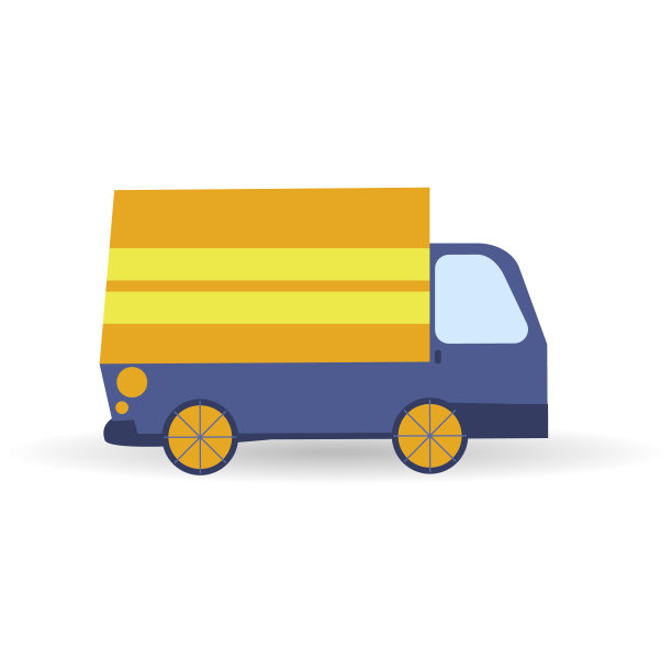 白色背景下的货车。在线服务的概念。供应物品和邮件到家里和办公室。简单的矢量插图在平面风格。城市物流主题为网络、移动图片下载