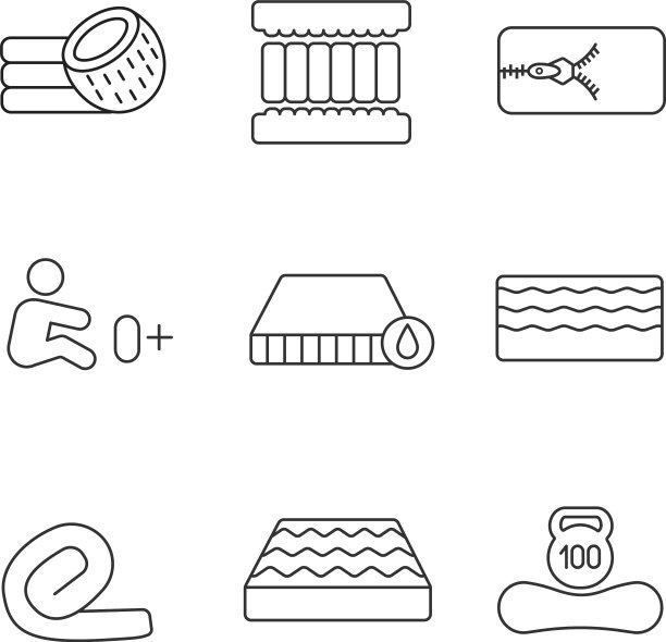 床垫线性图标集图片下载
