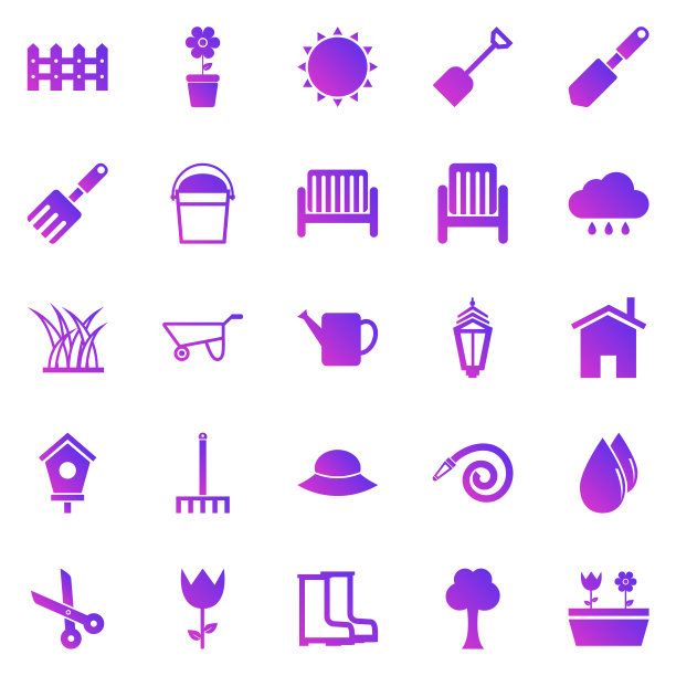 园艺渐变图标上的白色背景图片下载