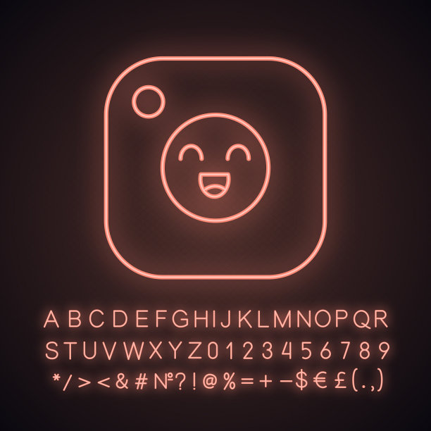 社交媒体霓虹灯图标图片下载