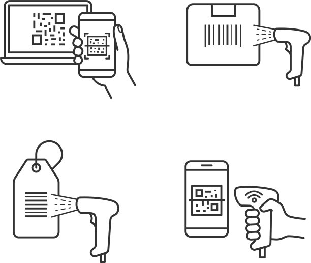 条形码线性图标集图片下载