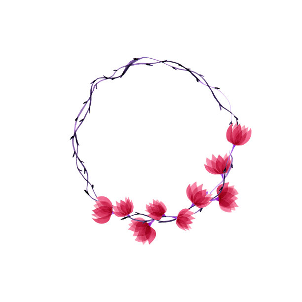 红色水彩花环与花和树枝在一个白色的背景。圆形的花框架为您的设计。可爱的勃艮第颜色模板的婚礼邀请和卡片。图片下载
