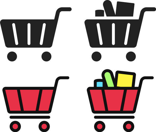 杂货店购物车图标加粗填充黑色和图片下载
