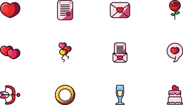 爱和情人节图标设置设计图片下载