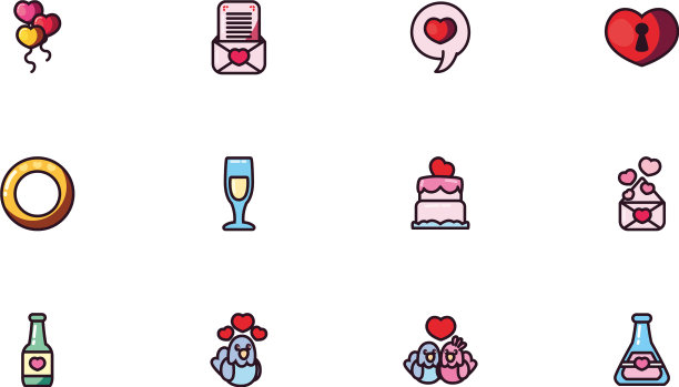 爱和情人节图标设置设计图片下载