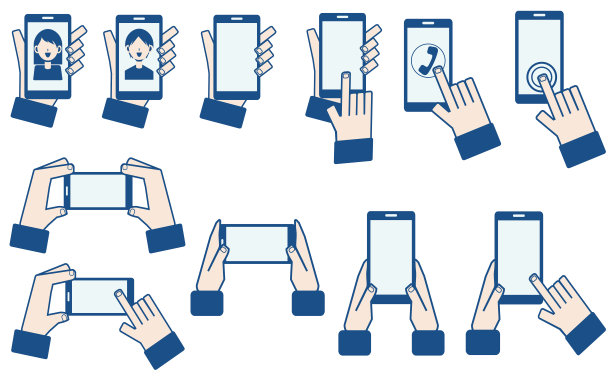 手持智能手机的一组图标图片下载