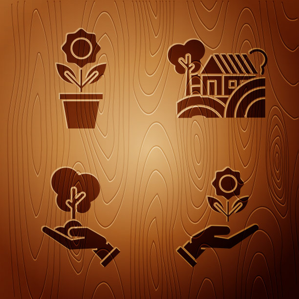 置手捧花于花盆树中图片下载