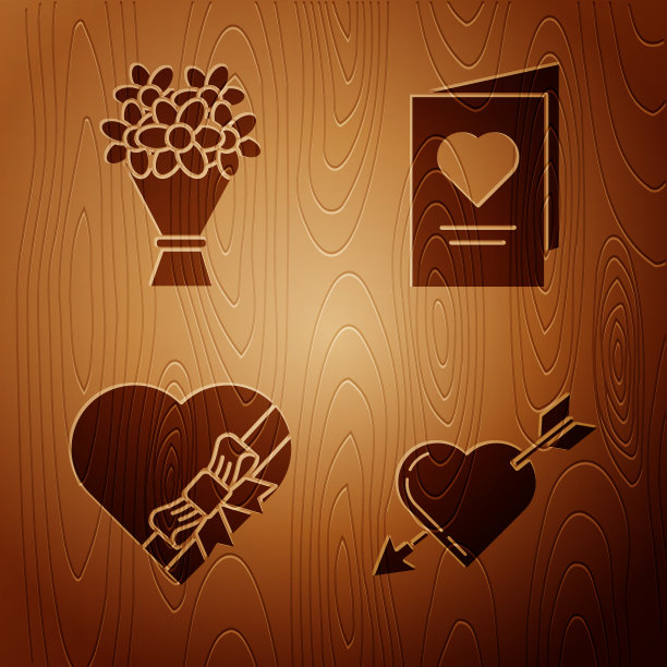 用心和箭束作为爱情的象征图片下载