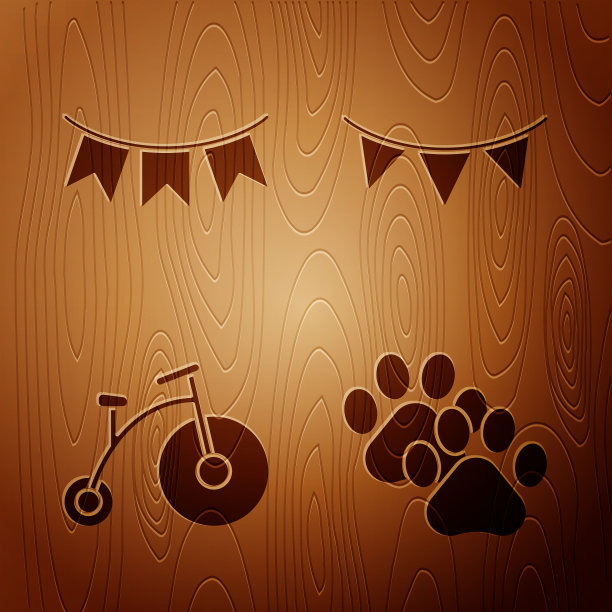 设置爪印狂欢节花环与旗帜图片下载