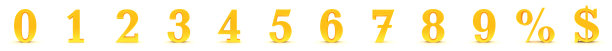 数字3d黄金0 1 2 3 4 5 6 7 8 9百分比符号美元符号符号渲染图片下载