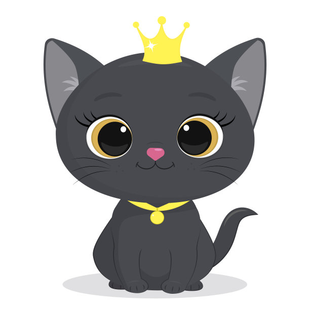 可爱的灰色小猫戴着皇冠，带着丝带图片下载