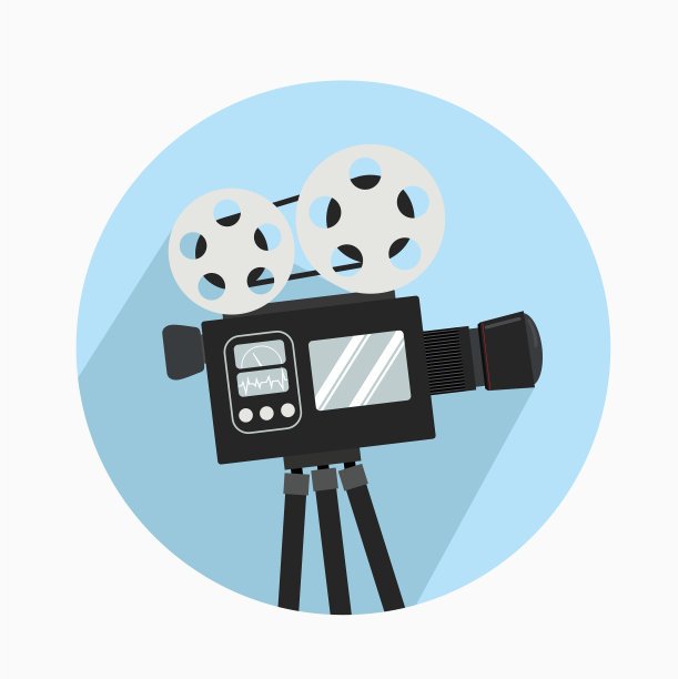 带有长阴影的复古电影摄影机图片下载