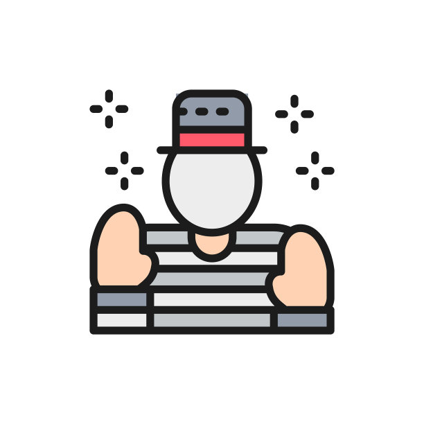 哑剧小丑演员单色线图标孤立图片下载