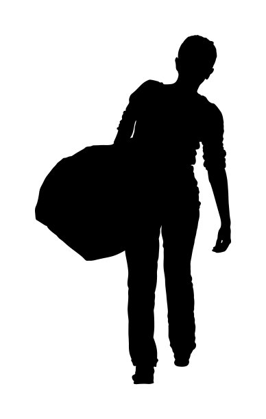 女乘客的行李剪影图片下载