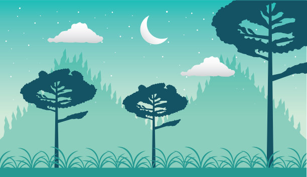 月牙形的森林景观图片下载