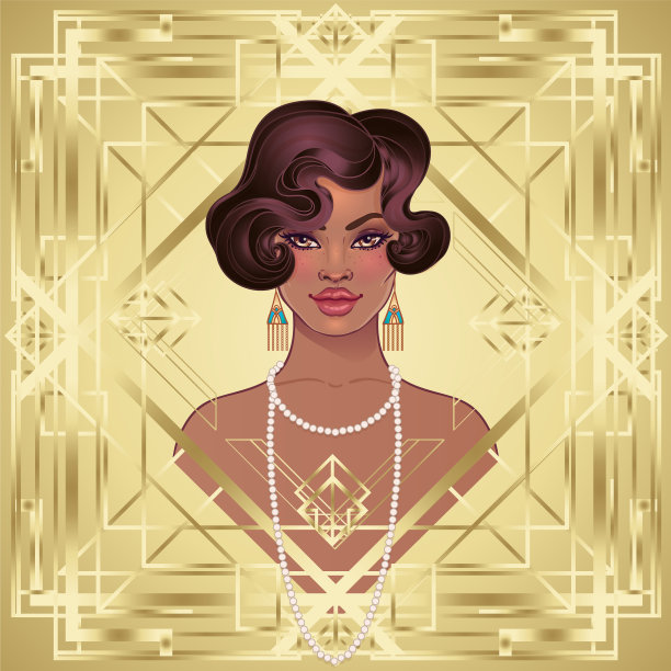 艺术装饰女孩复古时尚风格的非洲妇女图片下载