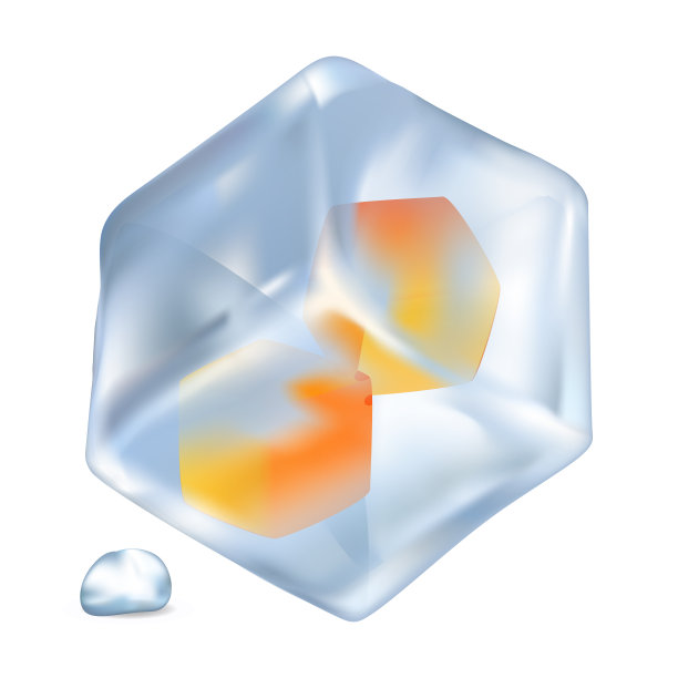 冰与橙色方块内孤立的插图图片下载