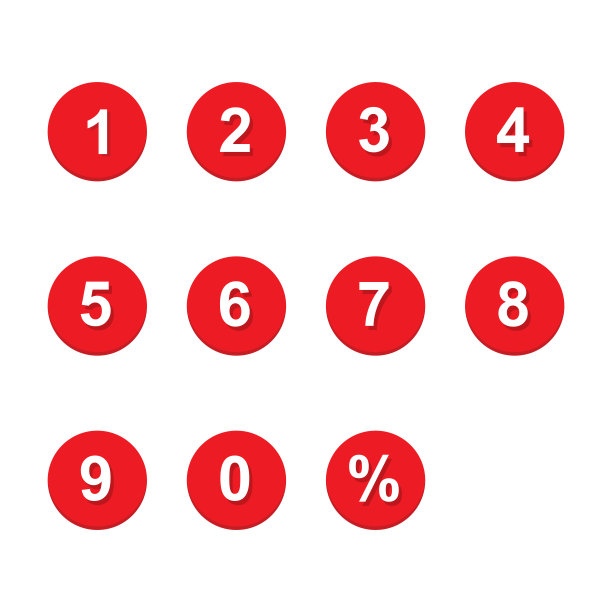 红色数字集图标孤立向量图片下载