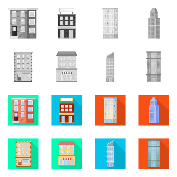 孤立对象市政和中心标志集图片下载