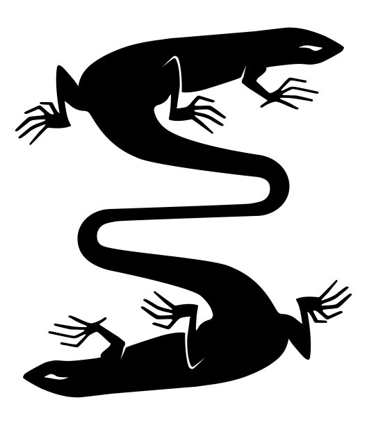 字母S的蜥蜴剪影。纹身，标志，标志，矢量插图图片下载