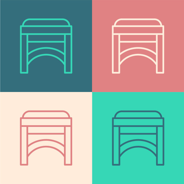 颜色线椅子图标孤立的颜色背景图片下载