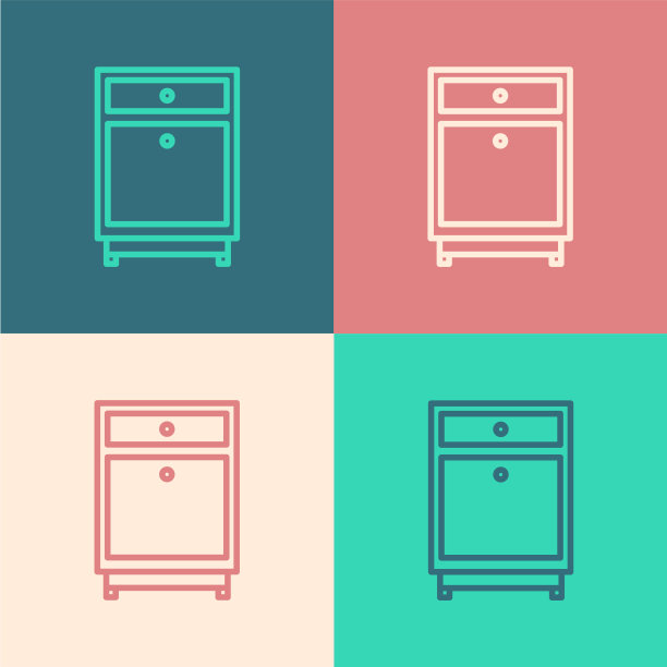 颜色线家具床头柜图标孤立上图片下载