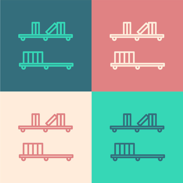 颜色线书架与书籍图标隔离颜色图片下载