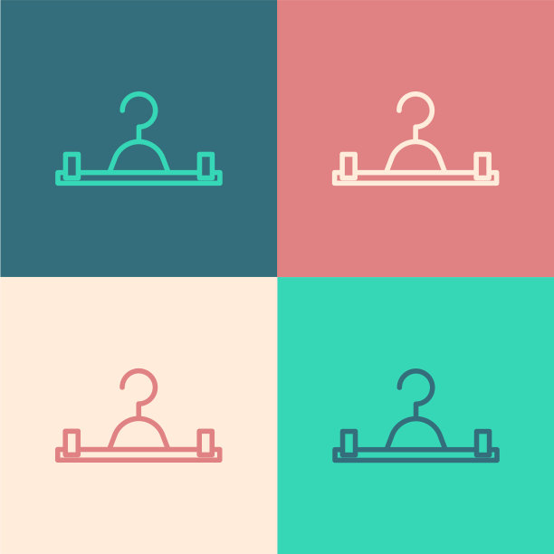 颜色线衣架衣柜图标孤立的颜色图片下载