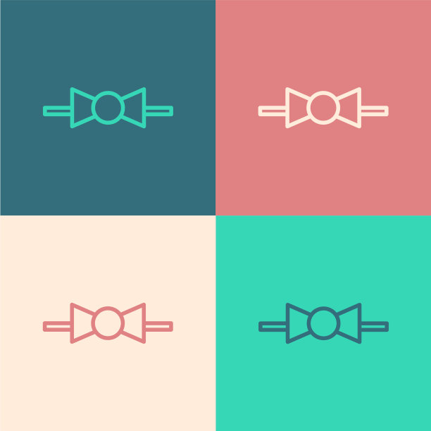 颜色线蝴蝶结图标孤立的颜色图片下载