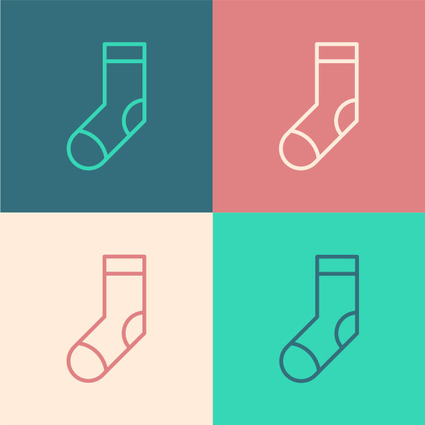 颜色线袜子图标孤立的颜色背景图片下载