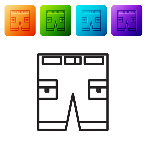 黑色线短裤或裤子图标孤立在白色图片下载