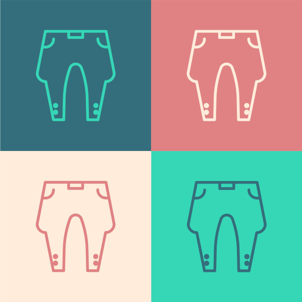 颜色线裤子图标孤立的颜色背景图片下载