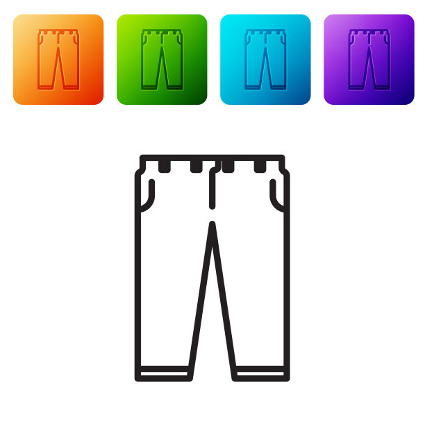 黑色线条裤子图标孤立在白色背景图片下载