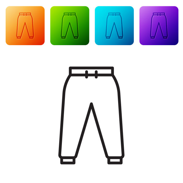 黑色线运动裤图标孤立在白色图片下载