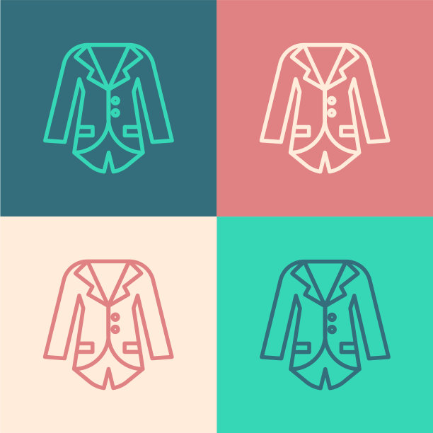 颜色线运动夹克或夹克图标孤立的颜色图片下载