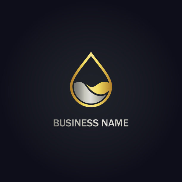 水滴水自然金色标志图片下载