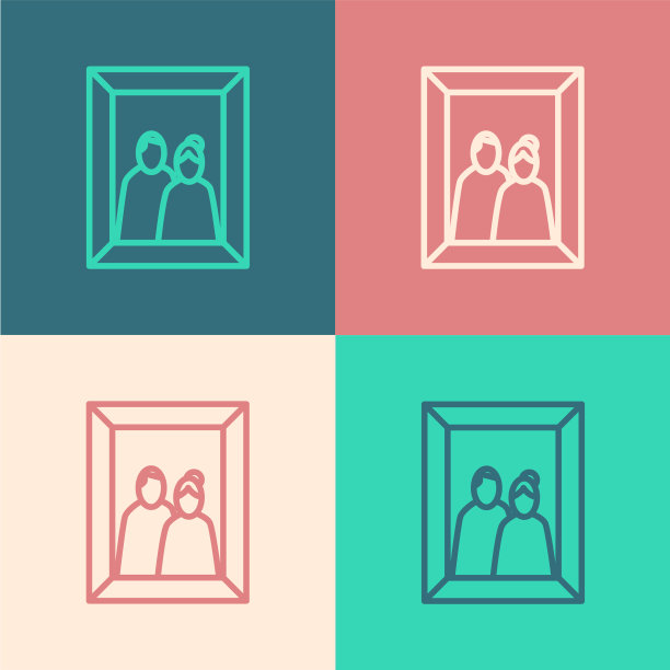 色线画框上的图标隔离在表上图片下载