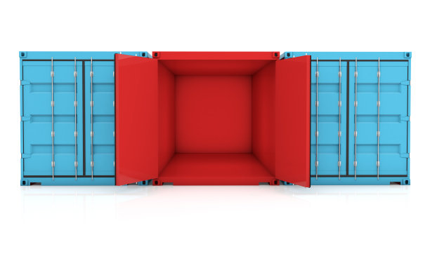 开放的红色空集装箱图片下载