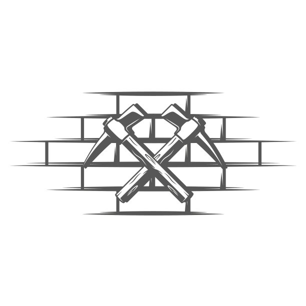 位于砖墙上的锤子图片下载