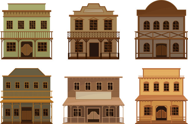 西式木制酒吧和建筑图片下载