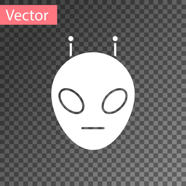 白色外星人图标隔离透明图片下载