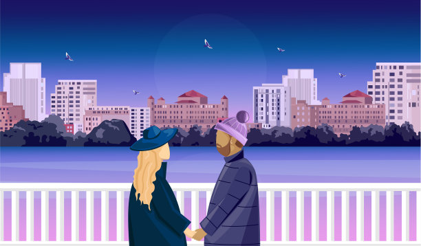 一对成熟的夫妇在桥上的浪漫场景图片下载