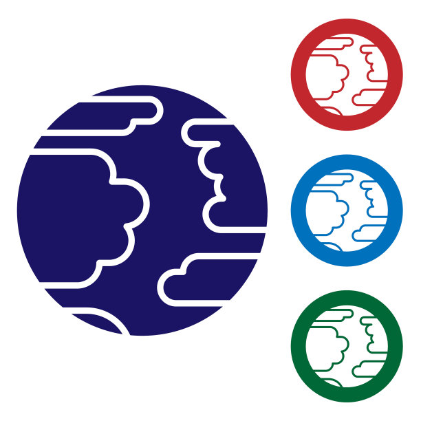 蓝色行星水星图标孤立在白色图片下载