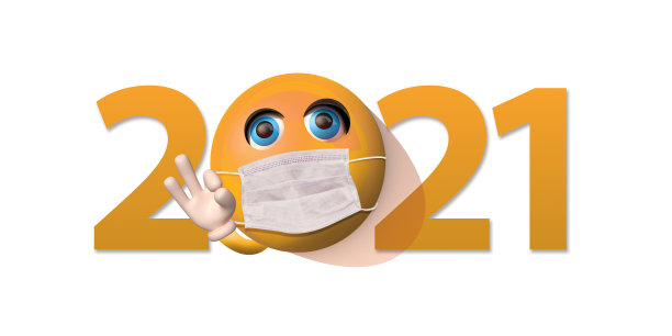蒙面表情和2021年的Logo素材图片