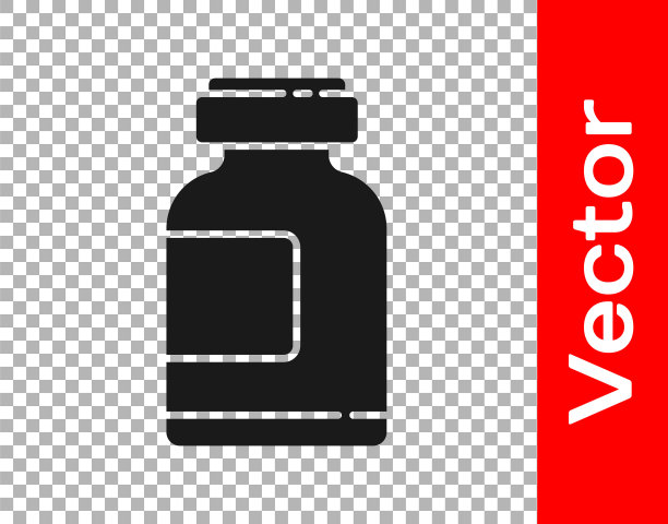 黑色运动营养健美蛋白饮料和食品的图标孤立在透明的背景。矢量图图片下载