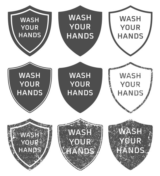 洗手，放下图标。冠状病毒大流行信息图表标志符号。停止covid19。矢量插图形象。孤立在白色背景上。图片下载