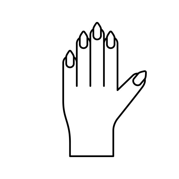 女性的手有长指甲。线条艺术美甲图标图片下载