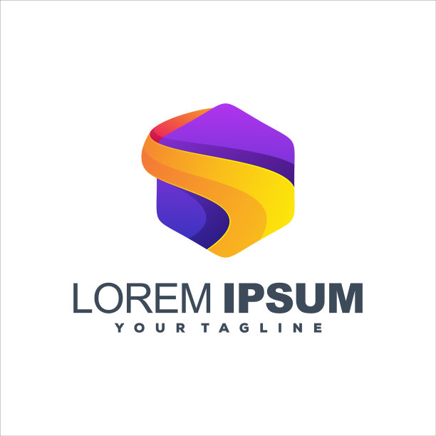 令人敬畏的六边形渐变标志设计图片下载