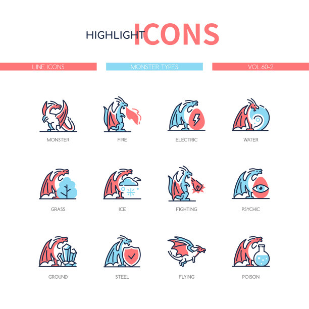 怪物类型-线设计风格图标集图片下载